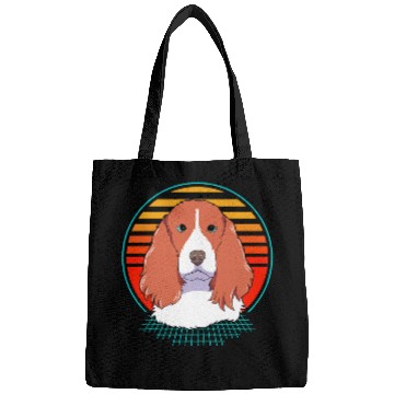 Discover Retro 80s Dog Face Pet Lover Springer Spaniel Bags