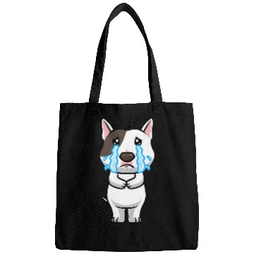 Discover Miniature Bull Terrier Dog Sad Crying Bags