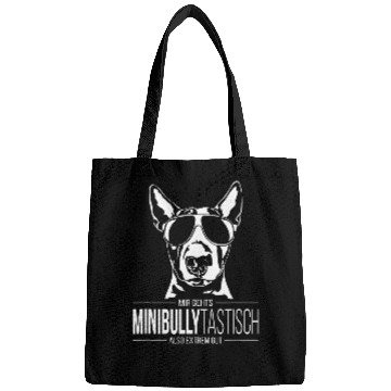 Discover Funny Miniature Bull Terrier Minibullytastic Dog Saying Bags