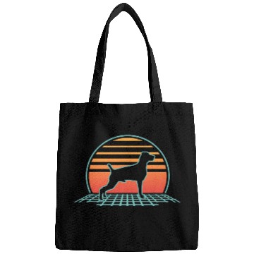 Discover Weimaraner Dog Owner 80s Retro Vintage Bags