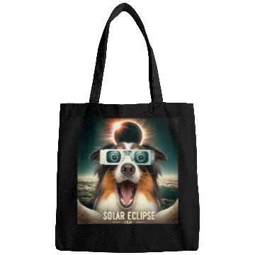 Discover Funny Selfie Australian Shepherd Womens Mens Solar Eclipse Bags