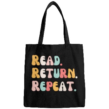 Discover Read Return Repeat groovy cute reading reader Librarian book Bags