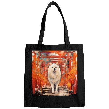 Discover Samoyed Torii Gates Funny Dog Japan Bags