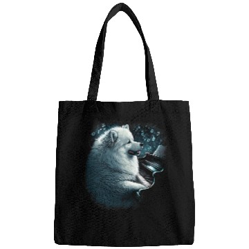 Discover Piano playing Samoyed Bags