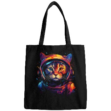 Discover Space Cat Astronaut Cat Galaxy Kitten Graphic Bags
