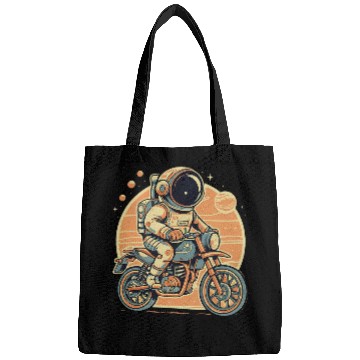 Discover Space Astronaut Riding vintages Motorcycle On Planet Mars Bags