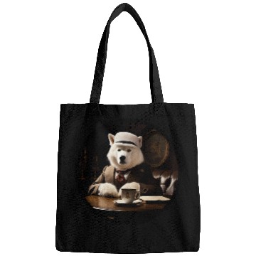 Discover Samoyed English Gentleman Funny Dog Victorian Bags
