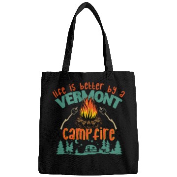 Discover Life is Better By A Vermont Campfire Funny Camping Bags