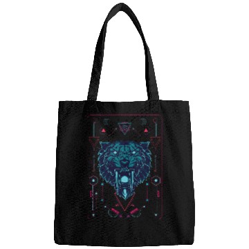 Discover Native American geometric animal sabertooth tiger Bags