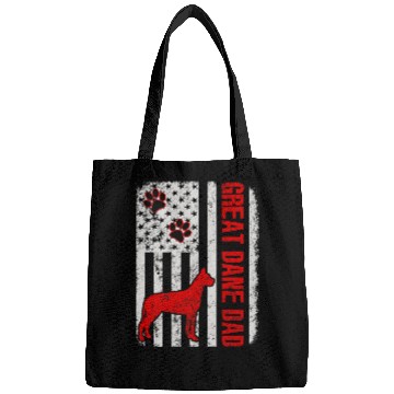Discover Dog Great Dane Dad American Flag Gift T-Shirt Bags