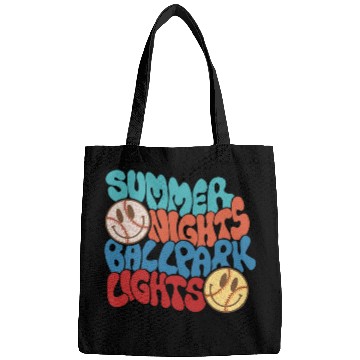 Discover summer nights and ballpark lights baseball softball game day Bags