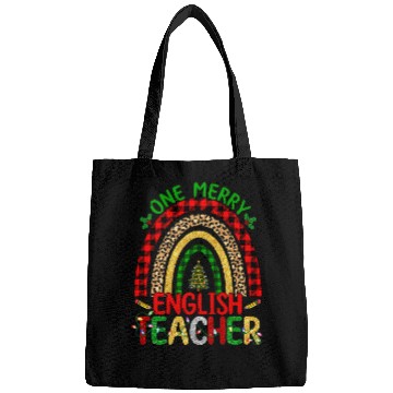 Discover One Merry English Teacher Rainbow Leopard Print Christmas 2 Bags