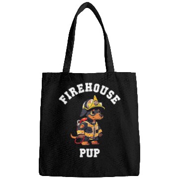 Discover Miniature Pinscher Firehouse Pup Funny Dog Firefighter Bags