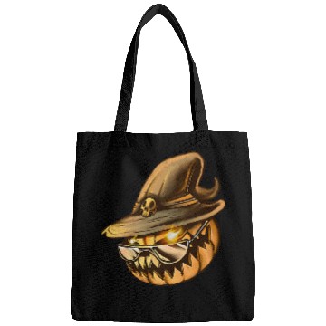 Discover Scary big mouth Halloween pumpkin with sunglasses Bags