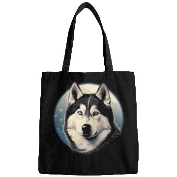 Discover Siberian Husky With Full Moon Dog Lovers Bags