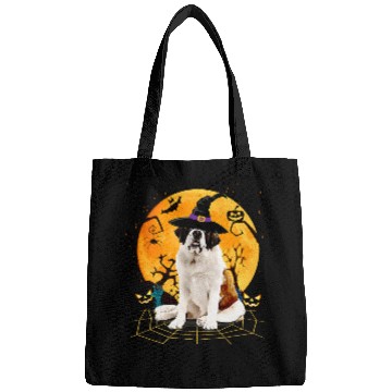 Discover Scary Halloween Cute Saint Bernard Costume Witch Hat Moon Bags