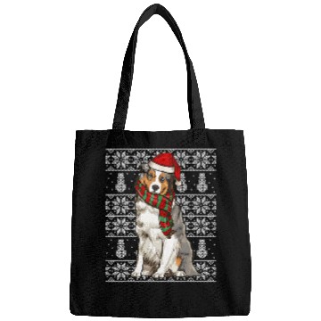 Discover Santa Hat xmass Australian Shepherd Ugly Christmas Bags