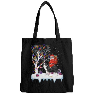 Discover Santa Riding Border Collie Dog Tree Lights Border Collie Fun Bags
