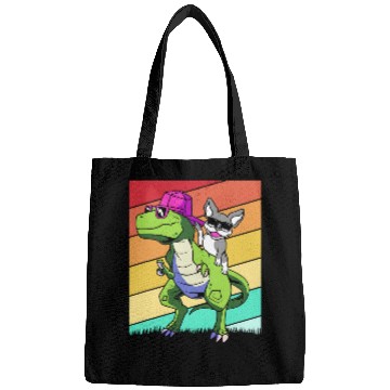 Discover Retro Boston Terrier Dog Riding Dinosaur Bags