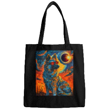 Discover Total Solar Eclipse Norwegian Elkhound Dog Bags