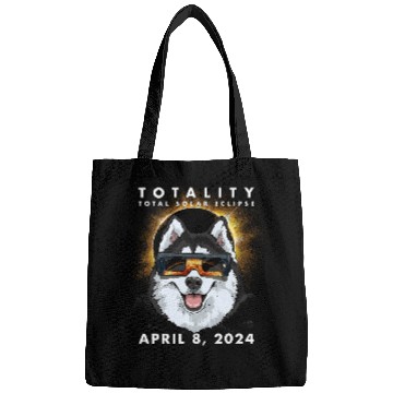 Discover Solar Eclipse 2024 Siberian Husky Dog Wearing Glasses Bags