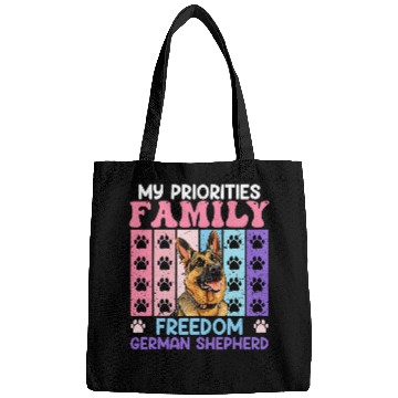 Discover German Shepherd MY PRIORITIES FAMILY FREEDOM Women Bags
