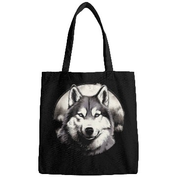 Discover Siberian Husky Full Moon Dog Lovers Bags