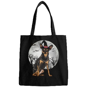 Discover Scary Miniature Pinscher Dog Witch Hat Halloween Bags