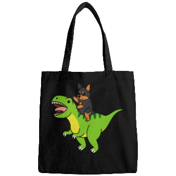 Discover Miniature Pinscher Riding TRexs Dinosaur Dog Bags