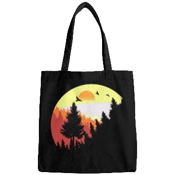 Discover Sunset Pine Tree Camping Retro Sun Graphic Sunrise Casual Bags