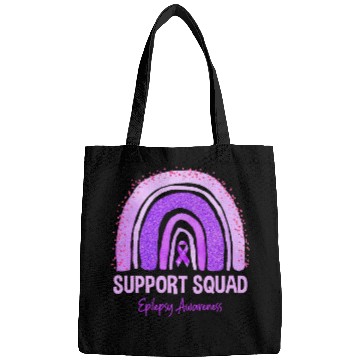 Discover Support Squad Epilepsy Awareness Rainbow Purple Ribbon Bags