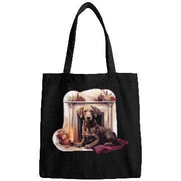 Discover Labrador Retriever Dog Laying by Fireplace Puppy Bags