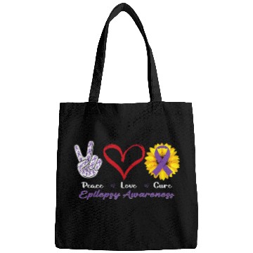 Discover Peace Love Cure Purple Ribbon Epilepsy Awareness Bags