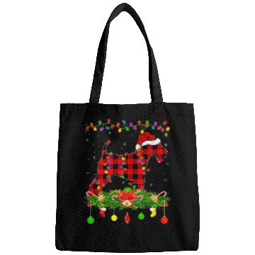 Discover Matching buffalo plaids Wire Fox Terrier Christmas Pajama Bags