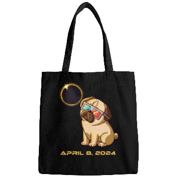 Discover Total Solar Eclipse April 8 2024 Totality Dog Pug Bags