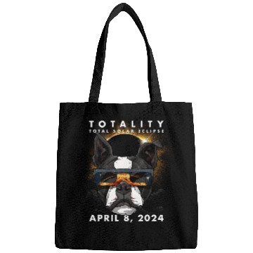 Discover Solar Eclipse   2024 Boston Terrier Dog Wearing Glasses Bags