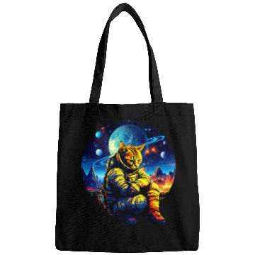 Discover Sad Astronaut Cat In Outer Space Galaxy Cat Astronaut Design Bags