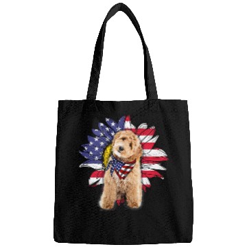 Discover Sunflower American Flag Labradoodle Dog Lovers Bags