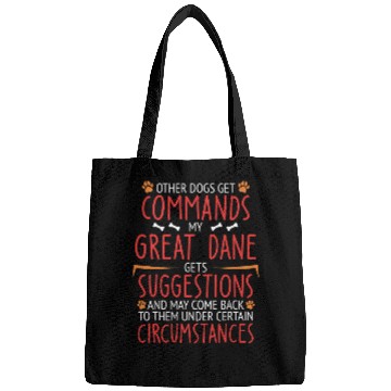 Discover Dog Great Dane Commands T-Shirt Bags