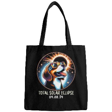 Discover Solar Eclipse Beagle Wearing Glasses Pet April 8 2024 Bags