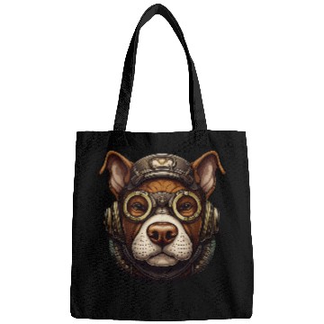 Discover Steampunk Pitbull Dog in Clockwork Glasses Steampunk 1 Bags