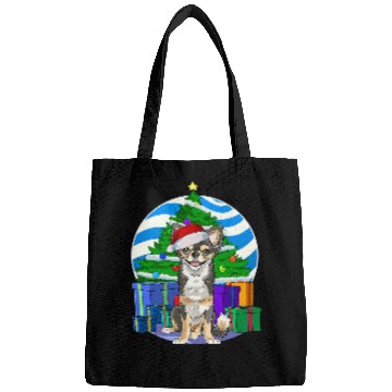 Discover Long haired Chihuahua Santa Christmas Tree Decor Bags