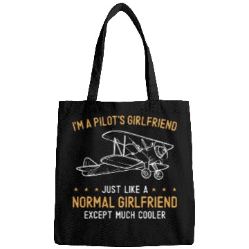 Discover Airplane Pilot vintages Biplane IM A PilotS Girlfriend Just Bags