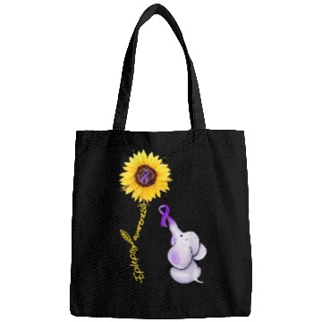 Discover purple ribbon elephant sunflower epilepsy awareness Bags