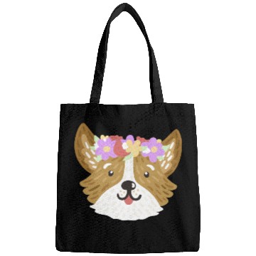 Discover Trendy Floral Corgi Portrait Bags