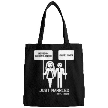Discover Just married Game over pixel art for couple Honeymoon Bags