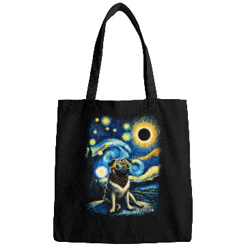 Discover Pug Dog Little Animals Starry Night Cute Pet Solar Eclipse Bags