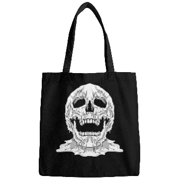 Discover Melting Skull Halloween Black White Art Bags