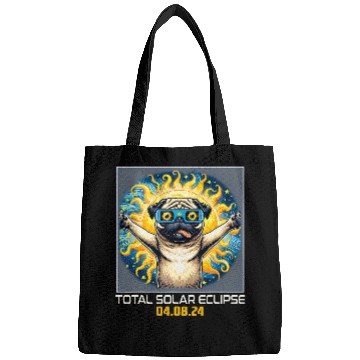 Discover Pug Dog Taking Selfie Solar Eclipse Bags