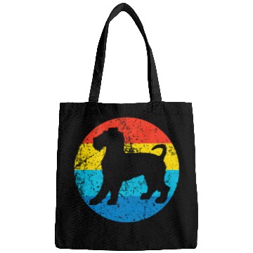 Discover Wire Fox Terrier Dog Breed Silhouette Retro 1970s Circle Bags